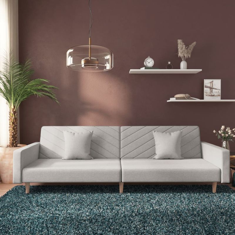 Casa si Gradina - Mobilier - Canapele si coltare - Canapele - Canapea extensibila cu 2 locuri, 2 perne, gri deschis, textil - Infinity.ro