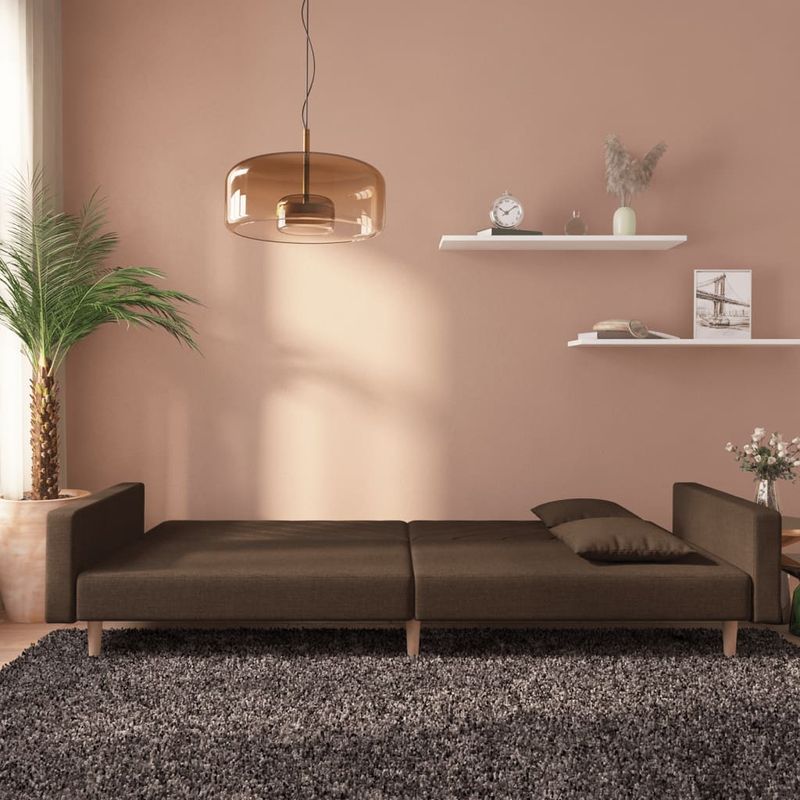 Casa si Gradina - Mobilier - Canapele si coltare - Canapele - Canapea extensibila cu 2 locuri, 2 perne, maro, textil - Infinity.ro