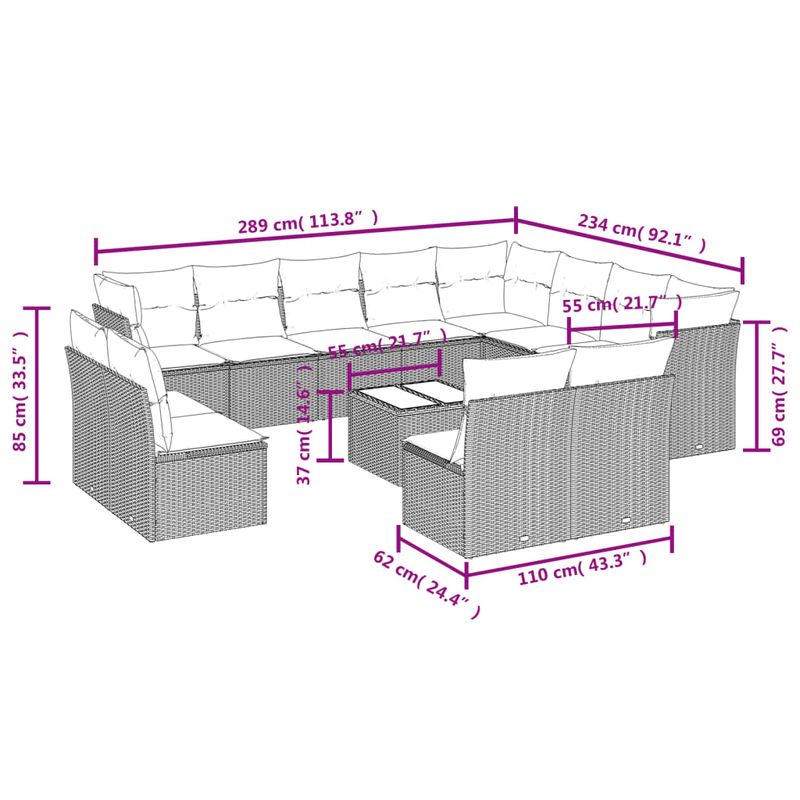 Casa si Gradina - Gradina si terasa - Mobilier exterior - Seturi mobila gradina - Set canapele de gradina, 13 piese, cu perne, bej, poliratan - Infinity.ro