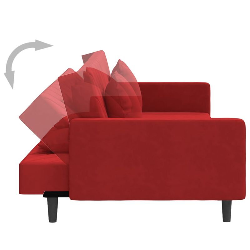 Casa si Gradina - Mobilier - Canapele si coltare - Canapele - Canapea extensibila cu 2 locuri, 2 perne, rosu vin, catifea - Infinity.ro