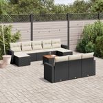 Casa si Gradina - Gradina si terasa - Mobilier exterior - Canapele si fotolii gradina - Set canapele de gradina cu perne, 11 piese, negru, poliratan - Infinity.ro