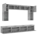 Casa si Gradina - Mobilier - Comode si corpuri - Comode - Set comode TV de perete cu lumini LED, 8 piese, gri beton - Infinity.ro