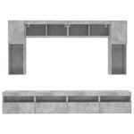 Casa si Gradina - Mobilier - Comode si corpuri - Comode - Set comode TV de perete cu lumini LED, 8 piese, gri beton - Infinity.ro