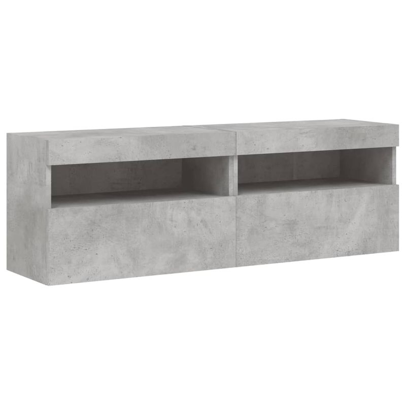 Casa si Gradina - Mobilier - Comode si corpuri - Comode - Set comode TV de perete cu lumini LED, 8 piese, gri beton - Infinity.ro