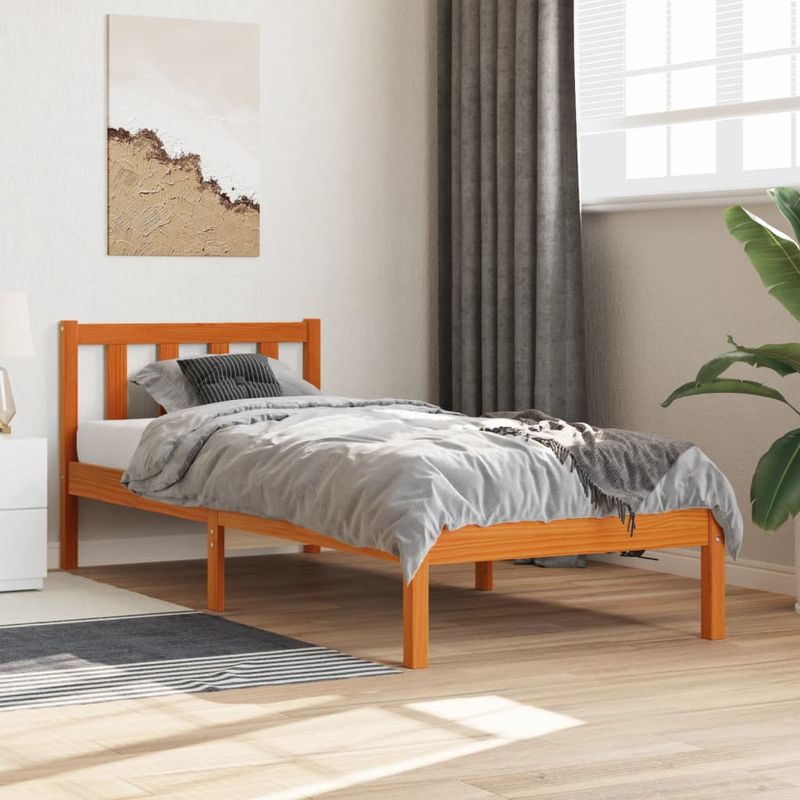 Casa si Gradina - Mobilier - Paturi si accesorii - Paturi - Cadru de pat, maro ceruit, 100x200 cm, lemn masiv de pin - Infinity.ro