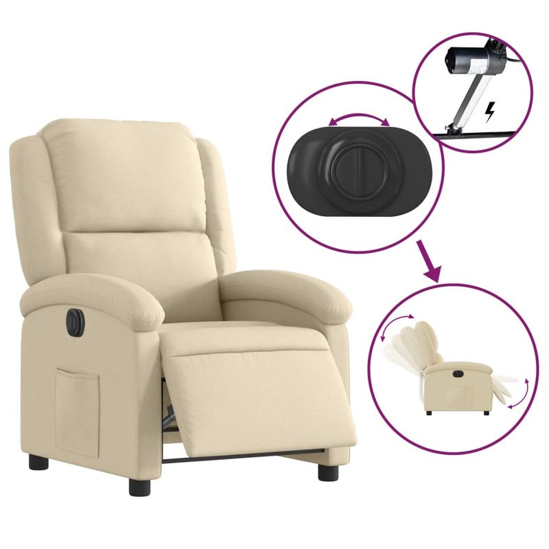 Casa si Gradina - Mobilier - Scaune si fotolii - Fotolii - Fotoliu rabatabil electric, crem, material textil - Infinity.ro