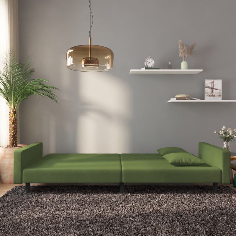 Casa si Gradina - Mobilier - Canapele si coltare - Canapele - Canapea extensibila cu 2 locuri, 2 perne, verde inchis catifea - Infinity.ro