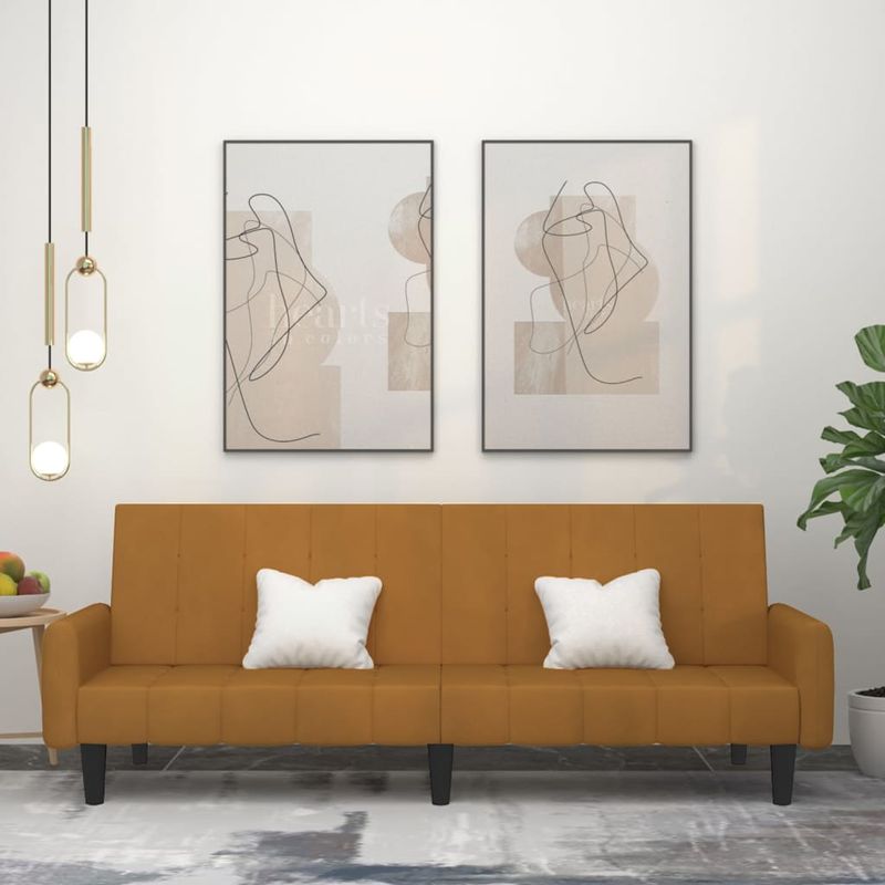 Casa si Gradina - Mobilier - Canapele si coltare - Canapele - Canapea extensibila cu 2 locuri, maro, catifea - Infinity.ro