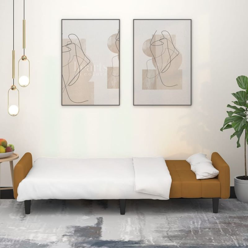 Casa si Gradina - Mobilier - Canapele si coltare - Canapele - Canapea extensibila cu 2 locuri, maro, catifea - Infinity.ro