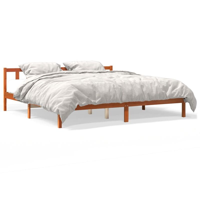 Casa si Gradina - Mobilier - Paturi si accesorii - Paturi - Cadru de pat, maro ceruit, 200x200 cm, lemn masiv de pin - Infinity.ro