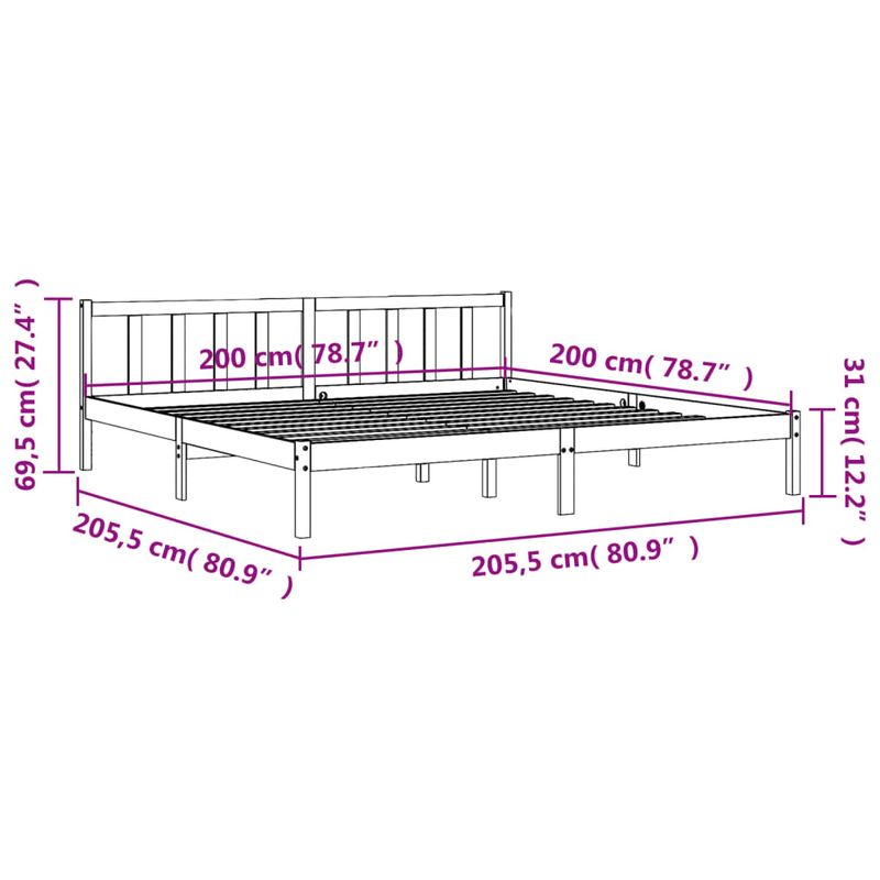 Casa si Gradina - Mobilier - Paturi si accesorii - Paturi - Cadru de pat, maro ceruit, 200x200 cm, lemn masiv de pin - Infinity.ro