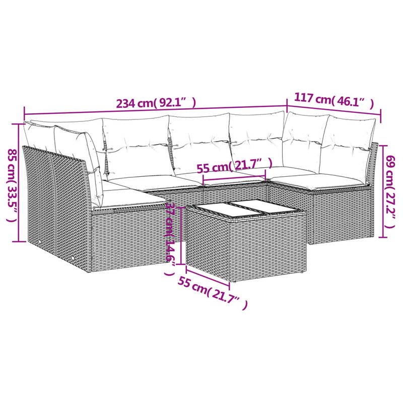 Casa si Gradina - Gradina si terasa - Mobilier exterior - Seturi mobila gradina - Set canapele de gradina cu perne, 7 piese, negru, poliratan - Infinity.ro