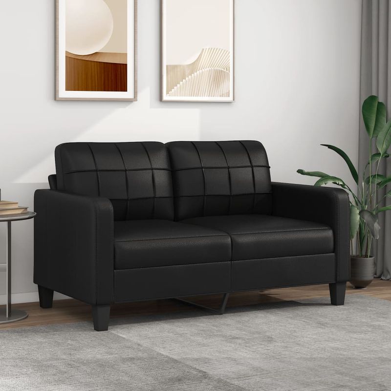 Casa si Gradina - Mobilier - Canapele si coltare - Canapele - Canapea cu 2 locuri, negru, 140 cm, piele ecologica - Infinity.ro