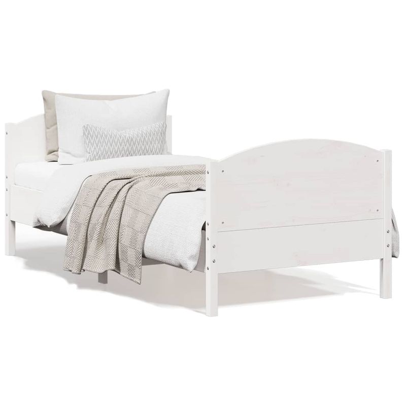 Casa si Gradina - Mobilier - Paturi si accesorii - Paturi - Cadru de pat cu tablie, alb, 100x200 cm, lemn masiv pin - Infinity.ro