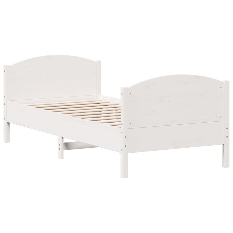 Casa si Gradina - Mobilier - Paturi si accesorii - Paturi - Cadru de pat cu tablie, alb, 100x200 cm, lemn masiv pin - Infinity.ro
