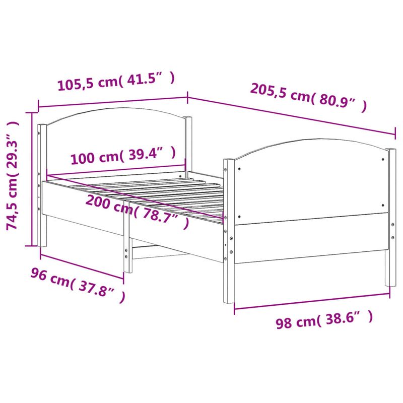 Casa si Gradina - Mobilier - Paturi si accesorii - Paturi - Cadru de pat cu tablie, alb, 100x200 cm, lemn masiv pin - Infinity.ro