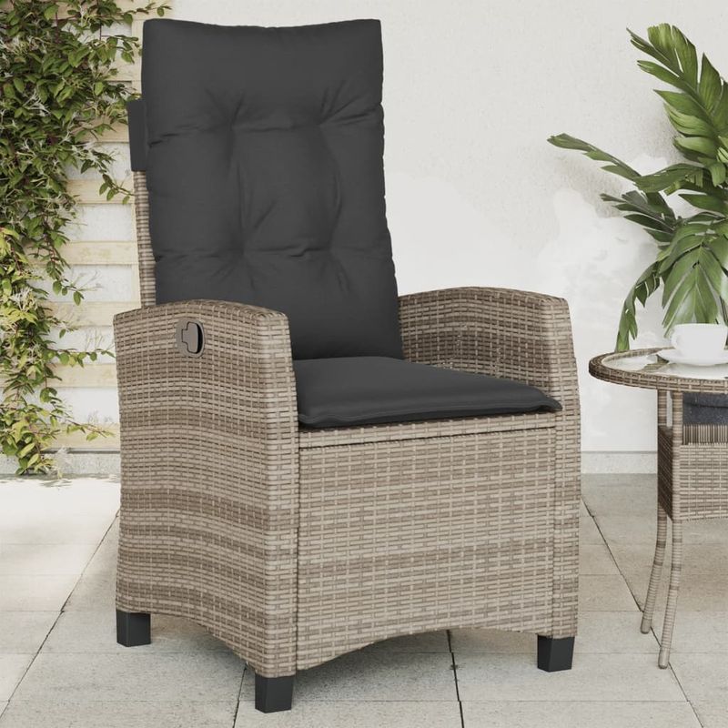 Casa si Gradina - Gradina si terasa - Mobilier exterior - Scaune si sezlonguri gradina - Scaun de gradina rabatabil cu perne, gri, poliratan - Infinity.ro