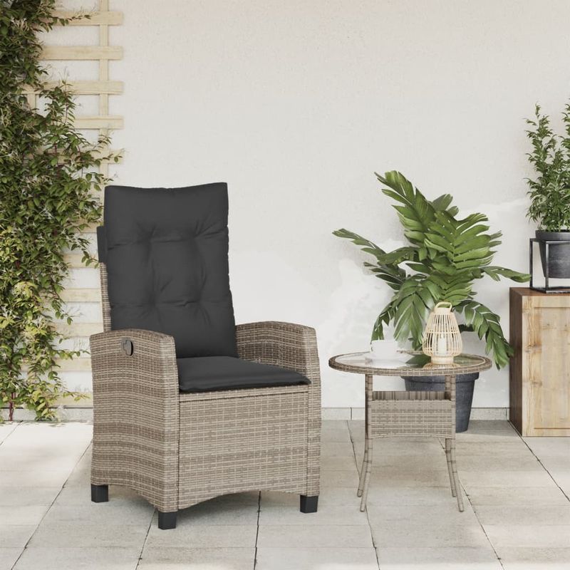 Casa si Gradina - Gradina si terasa - Mobilier exterior - Scaune si sezlonguri gradina - Scaun de gradina rabatabil cu perne, gri, poliratan - Infinity.ro