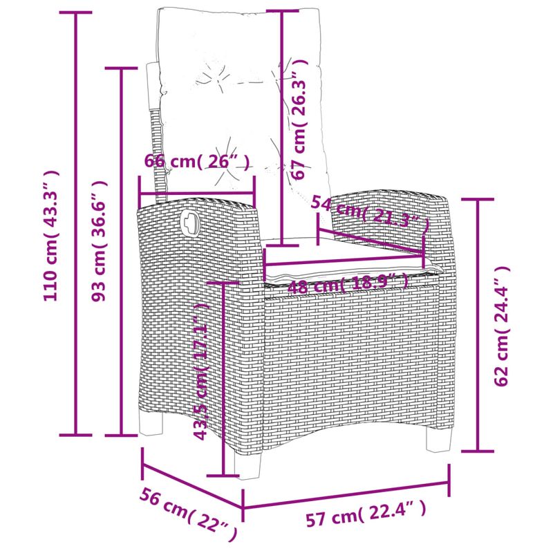 Casa si Gradina - Gradina si terasa - Mobilier exterior - Scaune si sezlonguri gradina - Scaun de gradina rabatabil cu perne, gri, poliratan - Infinity.ro