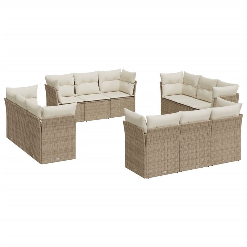 Casa si Gradina - Gradina si terasa - Mobilier exterior - Seturi mobila gradina - Set canapele de gradina cu perne, 12 piese, bej, poliratan - Infinity.ro