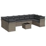 Casa si Gradina - Gradina si terasa - Mobilier exterior - Seturi mobila gradina - Set canapele de gradina cu perne, 11 piese, gri, poliratan - Infinity.ro
