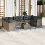 Casa si Gradina - Gradina si terasa - Mobilier exterior - Seturi mobila gradina - Set canapele de gradina cu perne, 11 piese, gri, poliratan - Infinity.ro