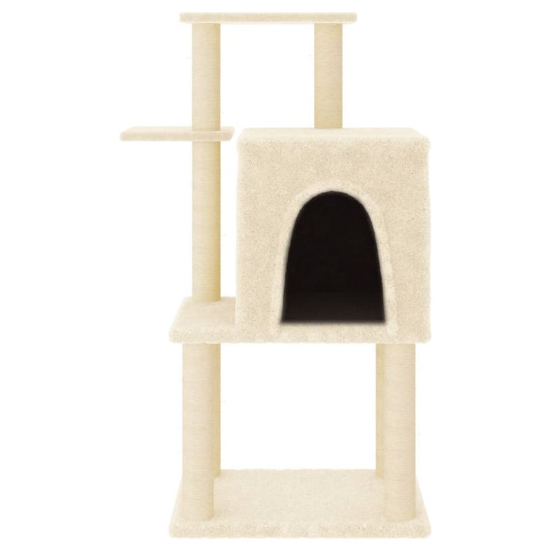 Petshop - Accesorii petshop - Jucarii animale - Ansambluri de joaca - Ansamblu de pisici cu stalpi din funie de sisal, crem, 97 cm - Infinity.ro
