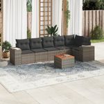 Casa si Gradina - Gradina si terasa - Mobilier exterior - Seturi mobila gradina - Set canapele de gradina, 7 piese, cu perne, gri, poliratan - Infinity.ro