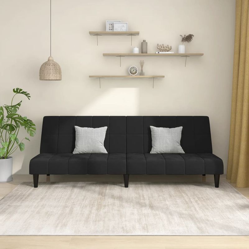 Casa si Gradina - Mobilier - Canapele si coltare - Canapele - Canapea extensibila cu 2 locuri, negru, catifea - Infinity.ro