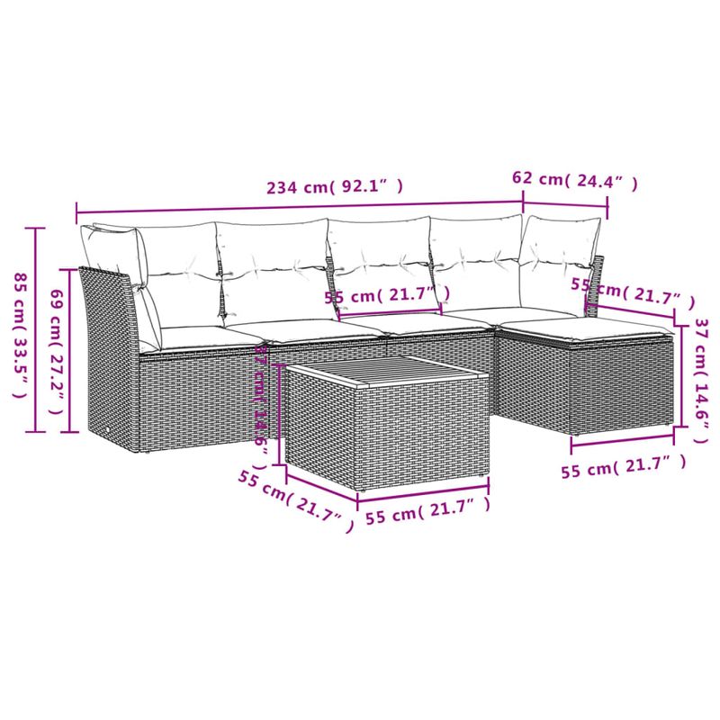 Casa si Gradina - Gradina si terasa - Mobilier exterior - Seturi mobila gradina - Set canapele de gradina cu perne, 6 piese, bej, poliratan - Infinity.ro
