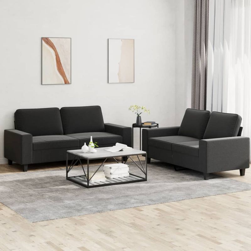 Casa si Gradina - Mobilier - Seturi de mobilier - Seturi living - Set de canapele, 2 piese, negru, material textil - Infinity.ro
