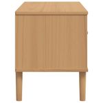 Casa si Gradina - Mobilier - Comode si corpuri - Comode - Comoda TV SENJA aspect ratan maro, 106x40x49 cm, lemn masiv pin - Infinity.ro