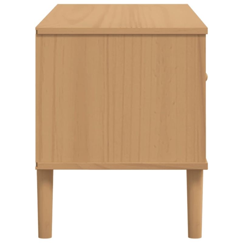 Casa si Gradina - Mobilier - Comode si corpuri - Comode - Comoda TV SENJA aspect ratan maro, 106x40x49 cm, lemn masiv pin - Infinity.ro