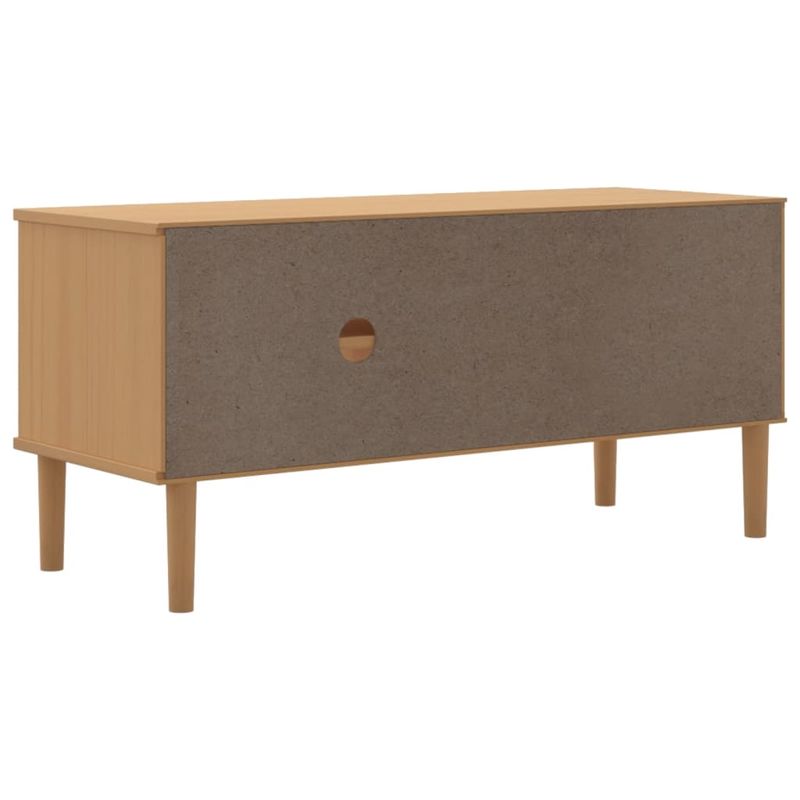 Casa si Gradina - Mobilier - Comode si corpuri - Comode - Comoda TV SENJA aspect ratan maro, 106x40x49 cm, lemn masiv pin - Infinity.ro