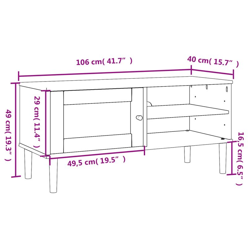 Casa si Gradina - Mobilier - Comode si corpuri - Comode - Comoda TV SENJA aspect ratan maro, 106x40x49 cm, lemn masiv pin - Infinity.ro