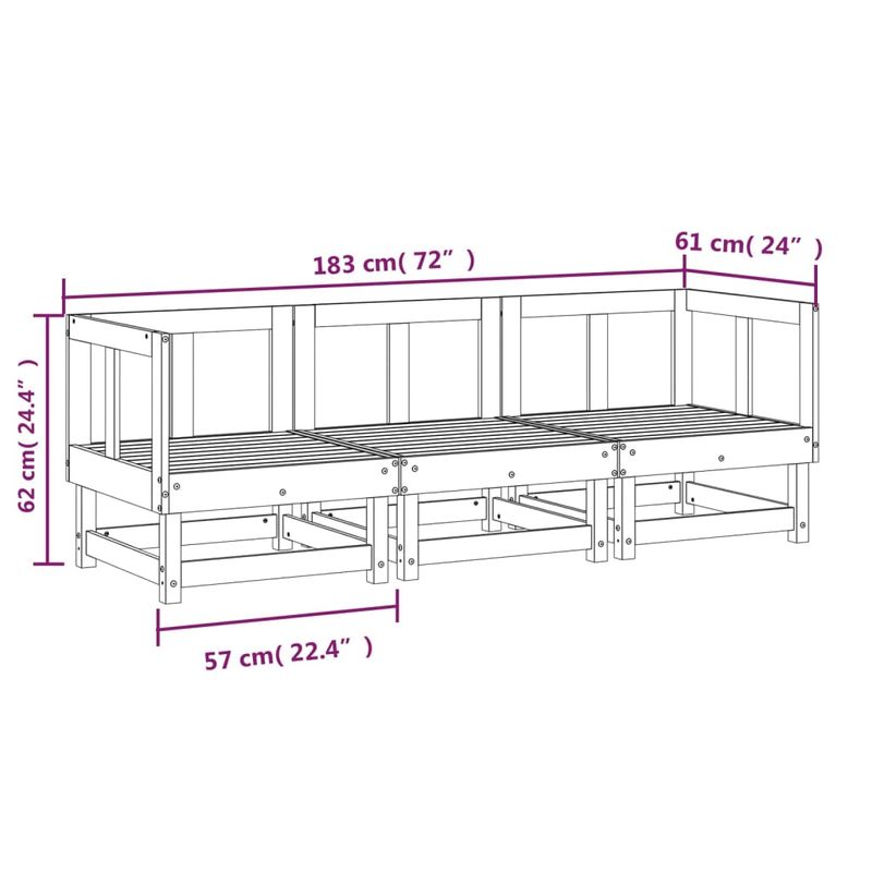 Casa si Gradina - Gradina si terasa - Mobilier exterior - Canapele si fotolii gradina - Set mobilier de gradina, 3 piese, gri, lemn masiv de pin - Infinity.ro