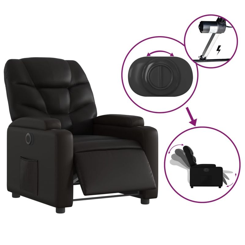 Casa si Gradina - Mobilier - Scaune si fotolii - Fotolii - Fotoliu rabatabil electric, negru, piele ecologica - Infinity.ro