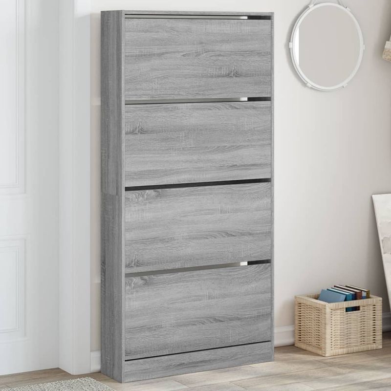 Casa si Gradina - Mobilier - Organizare si depozitare - Organizator incaltaminte - Pantofar cu 4 sertare rabatabile, gri sonoma, 80x21x163,5 cm - Infinity.ro