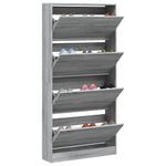 Casa si Gradina - Mobilier - Organizare si depozitare - Organizator incaltaminte - Pantofar cu 4 sertare rabatabile, gri sonoma, 80x21x163,5 cm - Infinity.ro