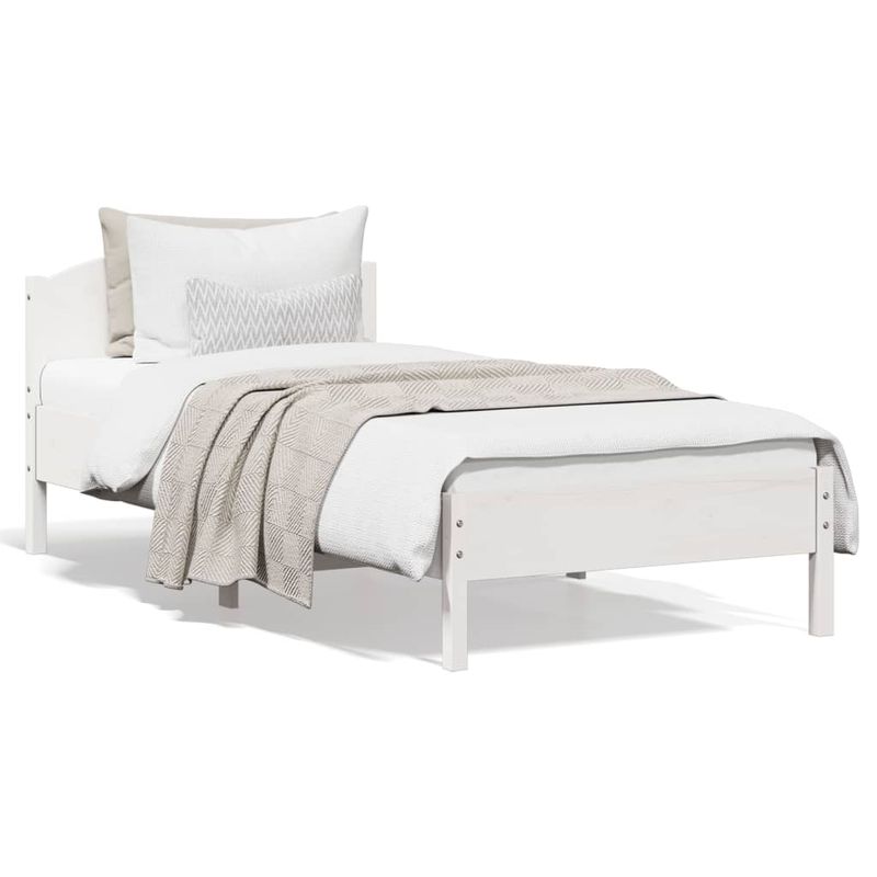 Casa si Gradina - Mobilier - Paturi si accesorii - Paturi - Cadru de pat cu tablie, alb, 90x200 cm, lemn masiv de pin - Infinity.ro