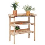 Casa si Gradina - Gradinarit si plante - Plante si ghivece - Ghivece si suporturi - Masa de plante cu raft, 78x38x82,5 cm, lemn masiv de brad - Infinity.ro