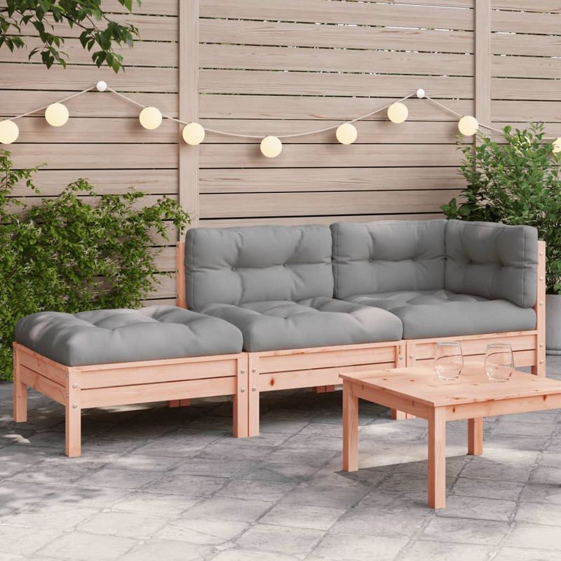 Casa si Gradina - Gradina si terasa - Mobilier exterior - Canapele si fotolii gradina - Canapea de gradina cu perne și taburet, 2 locuri, douglas natural, model canapea cu 3 locuri - Infinity.ro