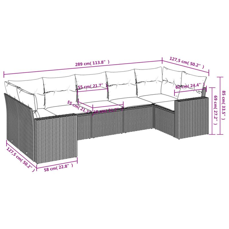 Casa si Gradina - Gradina si terasa - Mobilier exterior - Canapele si fotolii gradina - Set canapele de gradina cu perne, 7 piese, negru, poliratan - Infinity.ro