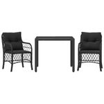 Casa si Gradina - Gradina si terasa - Mobilier exterior - Seturi mobila gradina - Set bistro cu perne, 3 piese, negru, poliratan - Infinity.ro