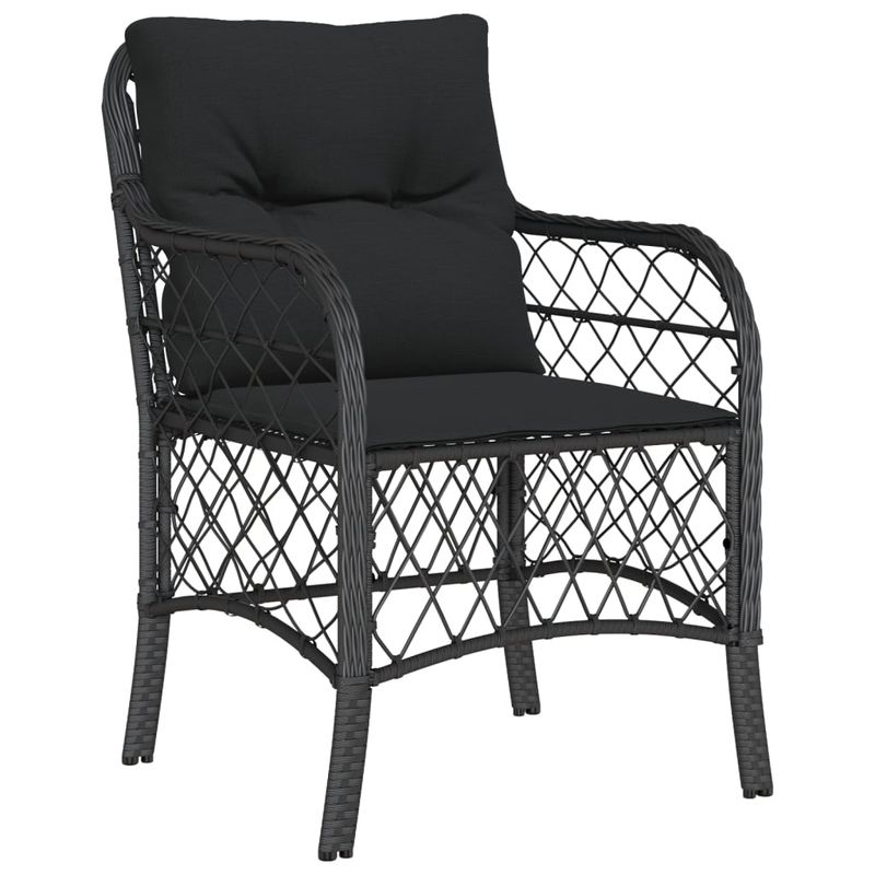 Casa si Gradina - Gradina si terasa - Mobilier exterior - Seturi mobila gradina - Set bistro cu perne, 3 piese, negru, poliratan - Infinity.ro