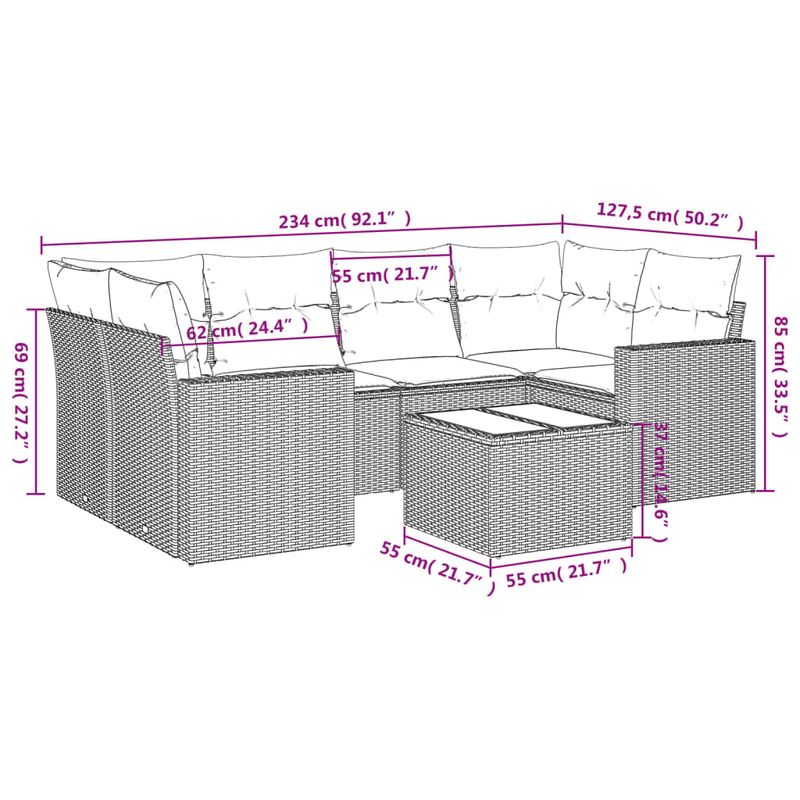 Casa si Gradina - Gradina si terasa - Mobilier exterior - Seturi mobila gradina - Set canapele de gradina cu perne, 7 piese, negru, poliratan - Infinity.ro