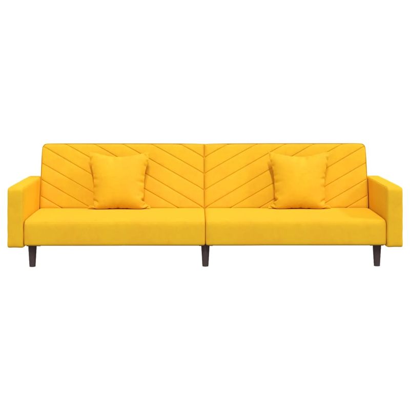 Casa si Gradina - Mobilier - Canapele si coltare - Canapele - Canapea extensibila cu 2 locuri, 2 perne, galben, catifea - Infinity.ro
