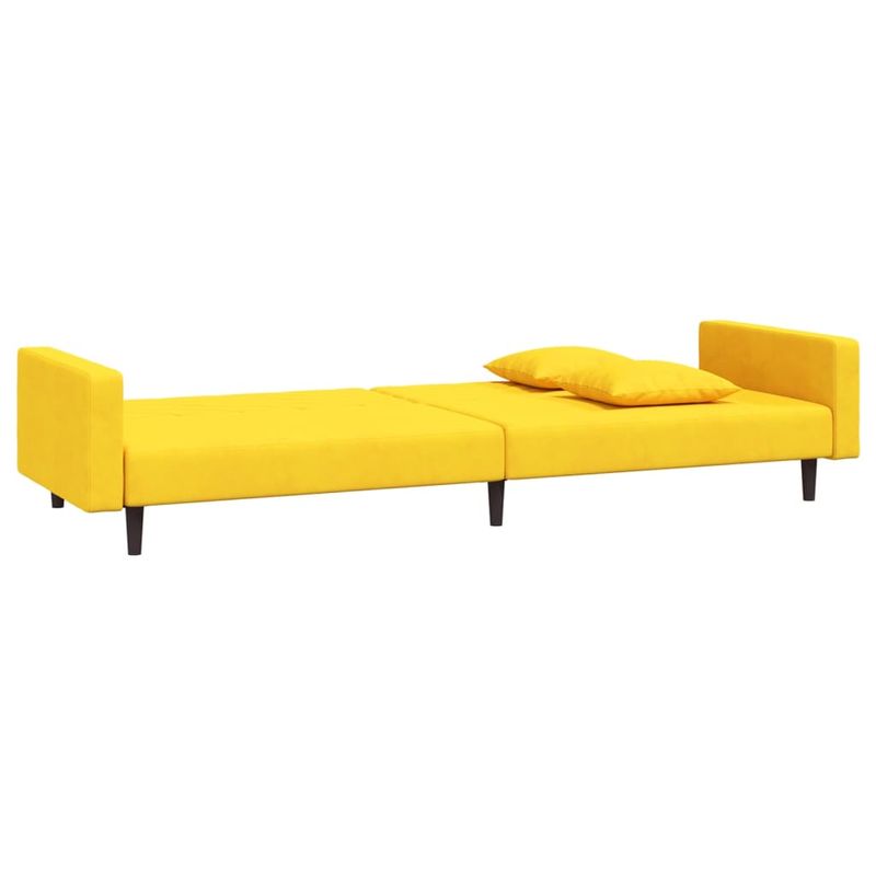 Casa si Gradina - Mobilier - Canapele si coltare - Canapele - Canapea extensibila cu 2 locuri, 2 perne, galben, catifea - Infinity.ro