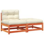 Casa si Gradina - Gradina si terasa - Mobilier exterior - Canapele si fotolii gradina - Canapea de gradina fara cotiere, cu perne și taburet, pin brun, model canapea cu 2 locuri - Infinity.ro