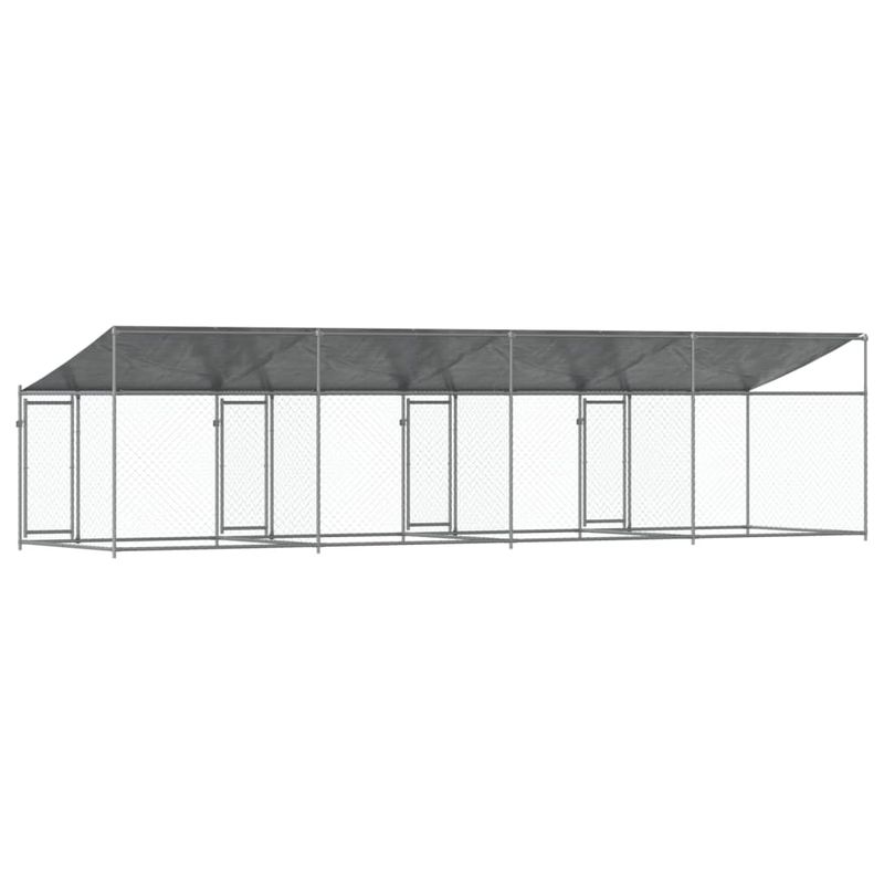Petshop - Accesorii petshop - Culcusuri si custi - Custi interior si exterior - Cusca caini cu acoperis și usi, 8x2x2 m, otel galvanizat, model 3 uși - Infinity.ro